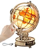 ROKR 3D Wooden Globe Puzzle for Adults-LED Illuminated Wood Block Puzzle-Model Building Kit-Gift for Birthday/Father's Day
