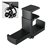PC Gaming Headphone Stand, Dual Headset Hanger Hook Holder with Adjustable & Rotating Arm Clamp , Under Desk Design , Universal Fit , Built in Cable Clip Organizer EURPMASK