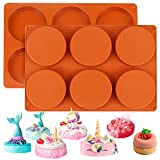 Palksky Silicone Molds for Baking (2 Pack)6-Cavity Large Round Disc Mold/English Muffins Pan/Resin Coaster Mold Non-Stick for Hamburger Chocolate Cake Pie Custard Tart Whoopie Pie Egg Pan