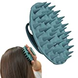 Scalp Massager Shampoo Brush, Wet & Dry Manual Scalp Care Head Scrubber Hair Washing, Soft Silicone Bristles, for Hair Growth, Dandruff Removal, Comfortable for All Hair Types (Dark Green)