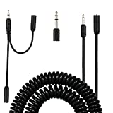 GE Universal Audio Extension Kit, 3.5mm Plugs and Coiled Extension Cable, 18 Feet, for use with Headphones, Stereos, Smartphones, Tablets and Sounds Systems, 33612