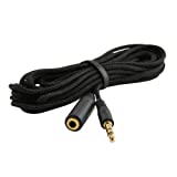 JacobsParts 10-Foot 3.5mm 1/8' Stereo Audio Aux Headphone Cable Extension Cord Male to Female with Cloth Jacket