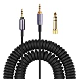 WH-1000XM3 Coiled Audio Cable Replacement for Sony WH-1000XM4, WH-1000XM2 Headsets, 1/8” Extension Cord with 1/4” Adapter Works on PS5 PS4 PC Smartphone Xbox One, 4ft to 14ft