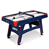 ESPN 5 Ft. Air Hockey Table with Overhead Electronic Scorer and Pucks & Pushers Set Family Indoor Game, Blue/Red