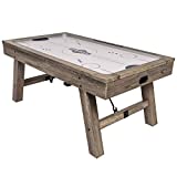 American Legend Brookdale Air-Powered Hockey Table with Rustic Wood Grain Finish, Angled Legs and Turnbuckle Accents Brown
