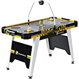 Air Hockey Game Table 54 in. for Kids and Adults Arcade Style Overhead Electronic Scorer Includes Accessories 2 Pushers and 2 Pucks Black Yellow