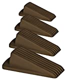 Classic Rubber Door Stopper Wedge – Sturdy and Stackable Door Stop, Multi Floor Doorstop Ensures Tight Fit for Gaps up to 1.2 Inches (4 Pack, Brown)