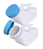 Urinals for Men Spill Proof by PerfectMed (2 Pack) - 32 oz/ 1000 ml | Portable Urine Bottle Bed Pan W/Glow in Dark Lid | Thick Plastic Pee Urinal Bottle