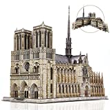 CubicFun 3D Puzzle for Adults Moveable Notre Dame de Paris Church Model Kits Large Challenge French Cathedral Brain Teaser Architecture Building Puzzles, 293 Pieces