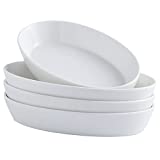 UIBCWN Oval Au Gratin Baking Dishes, Porcelain 7.5''x4.5'' Baking Dish Oven Safe Roasting Lasagna Pan, Ceramic Bakeware Ideal for Crème Brulee, 11.5oz, Set of 4