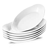 NJCharms Ceramic Au Gratin Baking Dishes, Gratin Dishes Oval Baking Pans White Porcelain Kitchen Bakeware/Baker, 9-Inch, Set of 6