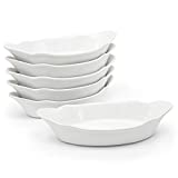 Au Gratin Dish, by KooK, Fine Ceramic Make, Oven Safe, Bakeware, White, 9 in, 18oz, Set of 6