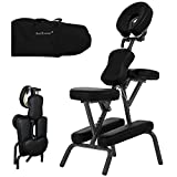 Portable Massage Chairs Tattoo Chair 4 Inch Thick Sponge Height Adjustable Massage Chair Light Weight Therapy Chair Foldable Spa Chair w/Face Cradle Carrying Bag, Load Capacity 250LBS, Black