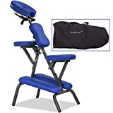 Massage Chair Portable Tattoo Chair Folding Height Adjustable 2 Inch Thick Sponge Light Weight Therapy Chairs Carring Bag Face Cradle Travel Spa Chairs,Blue