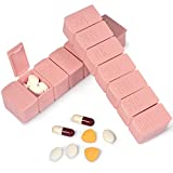 Pill Organizer-Pill Boxes for Travel, 7 Day with Braille Pill case Vitamins Fish Oil Supplements, Medication Organizer Dispenser for Fish Oils, Vitamin Holder Supplement(Pink)