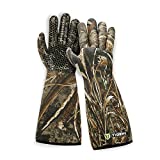 TIDEWE Decoy Gloves with Silicone Textured Surface, Waterproof Insulated 5mm Neoprene Men Hunting Gloves, Elbow Length Waterfowl Realtree MAX5 Camo Duck Decoy Gloves（Size XL）
