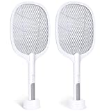 Bug Zapper Racket, 3000V High Powered Mosquito Killer with Super-Bright LED Light to Zap in The Dark, 3 in 1 USB Rechargeable Electric Fly Swatter for Bedroom, Kitchen, Office（2 Packs）