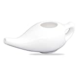 Leak Proof Durable Ceramic Neti Pot Comfortable Grip | Microwave and Dishwasher Friendly Natural Treatment for Sinus and Congestion (White)