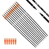TIGER ARCHERY 30Inch Carbon Arrow Practice Hunting Arrows with Removable Tips for Compound & Recurve Bow(Pack of 12) (Orange White)