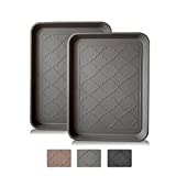PetLike Boot Tray for Entryway Indoor, Pet Food Mat Tray, 16.7 x 12.8 inch 2 Packs, Waterproof Rubber Shoe Tray for Indoor and Outdoor, Multi-Purpose Tray for Boots, Shoes, Pets, Garden