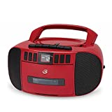 GPX BCA209R Portable Am/FM Boombox with CD and Cassette Player, RED