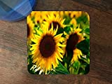Yellow Sunflower Flower Springtime Summertime Silicone Drink Beverage Coaster 4 Pack by Moonlight Printing
