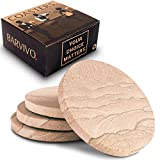 BARVIVO Natural Sandstone Coasters for Drinks Absorbent Set of 4 - Instantly Absorbing Condensation - Perfect Drink Coasters for Wooden Table Protection with Scratch Preventing Cork Bottom.