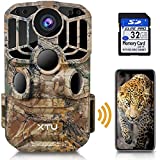 Trail Camera, XTU WiFi Hunting Camera 24MP 1296P HD Game Deer Camera with Infrared Night Vision Motion Activated 0.2s Trigger Waterproof for Wildlife Monitoring, 32GB SD Card Included, Easy Install