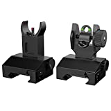 ARMAAX Flip Up Sight Fiber Optic Spring Loaded Iron Sights for Rifle Low Profile Front Sight and Rear Sight for Picatinny Rail Rapid Transition Set