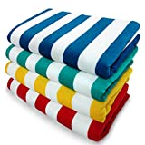 Kaufman- Beach Towels, Soft, Plush ,100% Combed Ring Spun Cotton Velour Oversized 30”x60” Highly Absorbent, Quick Dry, Lightweight, Colorful Cabana Striped Beach, Pool and Bath Towel. (Multicolor, 4)