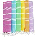 HAVLULAND (Set of 6) 100% Turkish Cotton Beach Towels (71'X39') Prewashed for Soft Feel - Oversized Highly Absorbent and Quick Dry Bath Towel - Horizontal Travel Towel - Extra Large Sand Free Blanket