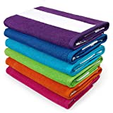 Kaufman - Soft 6 Pack 100% Yarn Dye Cotton Oversized 30x60 Highly Absorbent, Quick Dry, Brightly Colored Classic Cabana Stripe Beach, Pool and Bath Towel
