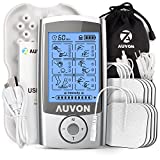 AUVON Rechargeable TENS Unit Muscle Stimulator, 16 Modes 4th Gen TENS Machine with 8pcs 2'x2' Premium Electrode Pads for Pain Relief