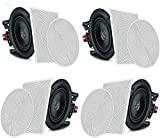 Pyle 6.5” 4 Bluetooth Flush Mount In-wall In-ceiling 2-Way Speaker System Quick Connections Changeable Round/Square Grill Polypropylene Cone & Tweeter Stereo Sound 4 Ch Amplifier 200 Watt - PDICBT266