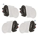 Pyle 8” 4 Bluetooth Flush Mount - In-wall In-ceiling 2-Way Speaker System Quick Connections Changeable Round/Square Grill Polypropylene Cone & Tweeter Stereo Sound 4 Ch Amplifier 250 Watt - PDICBT286