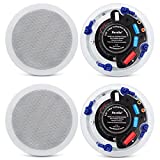 Herdio 5.25” 4 Stereo Sound Flush Mount in-Ceiling Bluetooth Speaker System Max Power 600 Watts Perfect for Humid Indoor Outdoor, Kitchen,Bedroom,Bathroom,Home Theater,Covered Porches(4 Speakers)