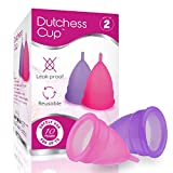 DUTCHESS Menstrual Cups - Set of 2 Reusable, Soft Silicone Period Cups - Easy to Clean Tampon and Pad Alternative - Small (B), Pink & Purple