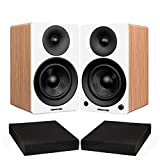 Fluance Ai41 Lucky Bamboo Powered 2.0 Stereo Bookshelf Speakers with 5' Drivers, 90W Amplifier for Turntable, TV, PC and Bluetooth 5 and High Density Acoustic Foam Isolation Pads 8.5' x 6.35'