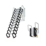 INTSUPERMAI Attic Steps Pull Down 12 Steps Attic Stairs Alloy Attic Access Ladder Black Pulldown Attic Stairs Wall-Mounted Folding Stairs for Attic Retractable Attic Ladder with Armrests 10 ft Height