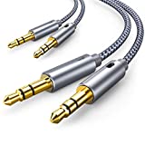 2 Pack AUX Cord, Oldboytech Auxiliary Cable [4ft/1.2M, Hi-Fi Sound] 3.5mm Nylon Braided AUX Cable for Car Compatible with Stereos, Speaker, iPod iPad, Headphones and More(Grey)
