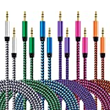 AUX Cord for Car, 6 Pack 3.5mm Auxiliary Audio Cable, Braided Stereo AUX Chords Compatible Headphone Car, iPhone, iPod, iPad, Samsung Galaxy, HTC, LG, Google Pixel, Tablet & More
