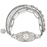 MunsteryAid Free Custom Medical Alert ID Multi-chains Bracelet with Free Engraving for Women,Personalized Womens Emergency Identification Medical Alert Bracelet Jewelry,6.5 to 9.0 Inches (White, 7.5)