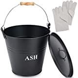 INNO STAGE Ash Bucket with Lid and Handle, Galvanized Iron Ash Pail for Fireplace, Fire Pits and Wood Burning Stoves