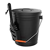 Pure Garden Black Ash Bucket with Lid and Shovel - Essential Tools for Fireplaces, Fire Pits Wood Burning Stoves-Hearth Accessories, Bucket Essential Tools (4.75 Gallon)