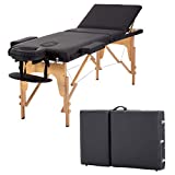 Massage Table Portable Massage Table 3 Fold Spa Bed 73-84' L 24-34' H Inch Lightweight Height Adjustable Salon Spa Table with Carry Case,Black