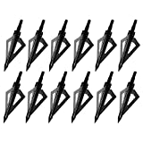 Sinbadteck Hunting Broadheads, 12PCS 3 Blades Archery Broadheads 100 Grain Screw-in Arrow Heads Arrow Tips Compatible with Traditional Bows and Compound Bows (Black)