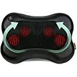 Zyllion Shiatsu Back and Neck Massager - Premium Spa-Like 3D Kneading Deep Tissue Massage Pillow (Wired) with Soothing Heat for Muscle Pain Relief, Athletes, Chair and Car - Black (ZMA-13-BK)