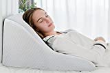 AngQi Wedge Pillows for Sleeping, Incline Pillow, Bed Wedge Pillow for Anti Snore, Acid Reflux - Elevated Pillow, TV Pillow, Back Pillows for Sitting in Bed with Breathable Removable Cover - White
