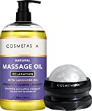 Sensual Lavender Massage Oil with Massage Roller Ball - No Stain 100% Natural Blend of Spa Quality Oils for Romantic, Calming, Aromatic, Soothing Massage Therapy for Couples