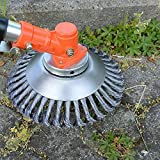 BGTOOL 6 inch Rotary Weed Brush Joint Twist Knot Steel Wire Wheel Brush Disc Trimmer Head 25.4mm x 150mm Universal fit Straight Shaft Trimmer for Sthil Honda etc